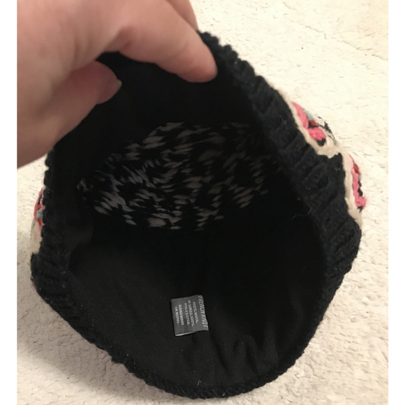 French Knot Beanie Wool Hat Anthropologie Pom Topper Embroidered Wool Black NEW - Picture 12 of 12